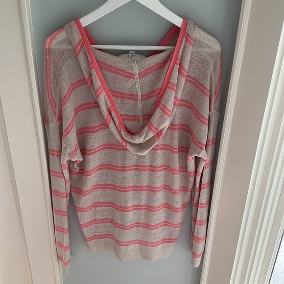 LOFT Lightweight Striped Hoodie Top - Picture 3 of 3